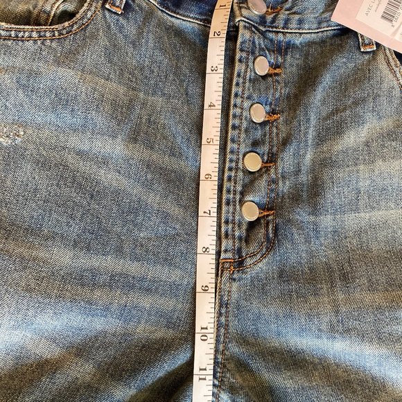 Avec Les Filles size 31 Vintage Blue Button Fly  Distressed Denim Jeans - Picture 8 of 10